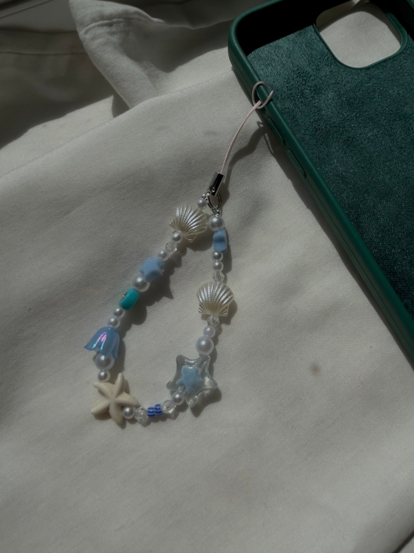 Blue and Pearl phone charm