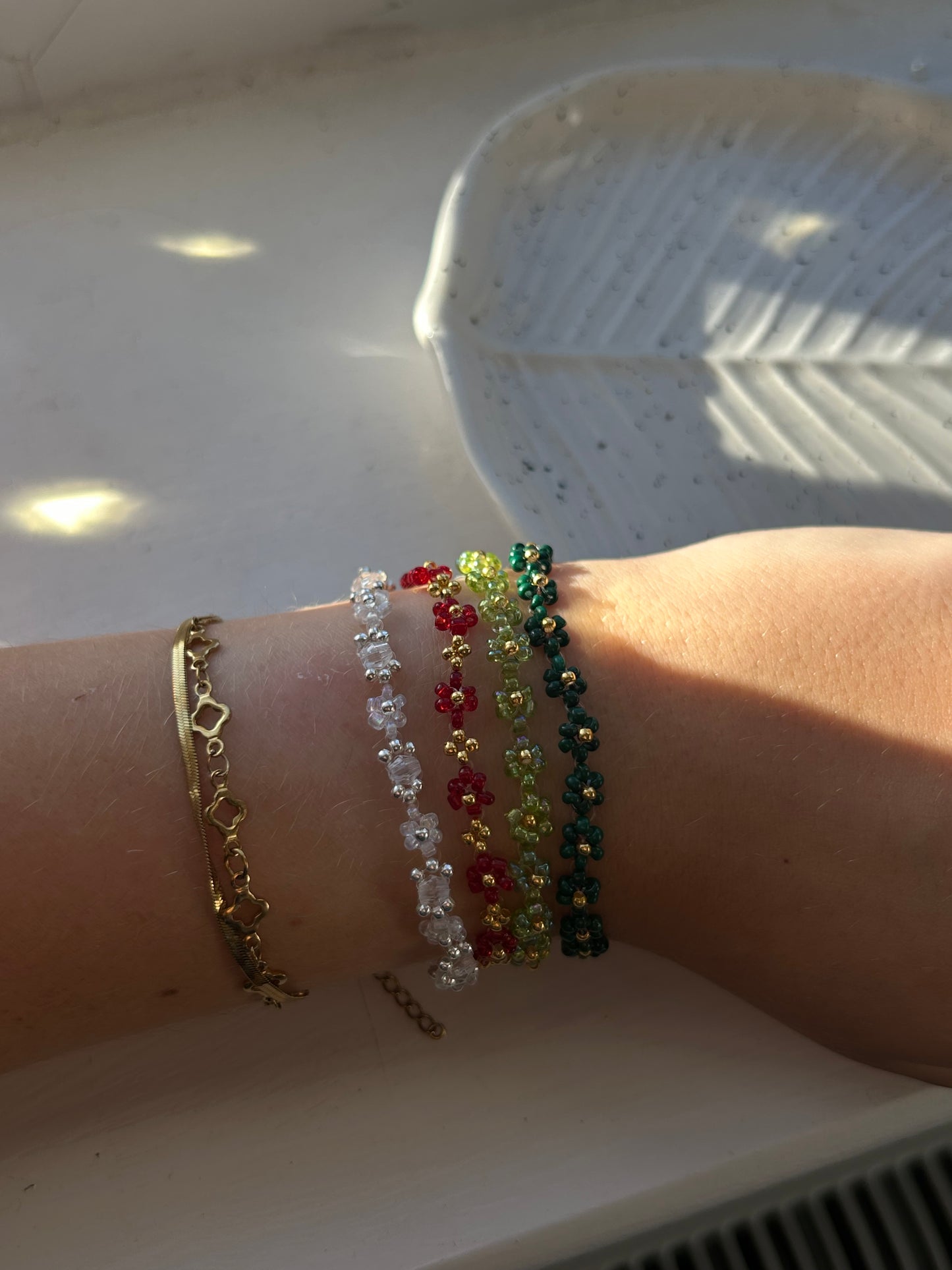 light green flower bracelet