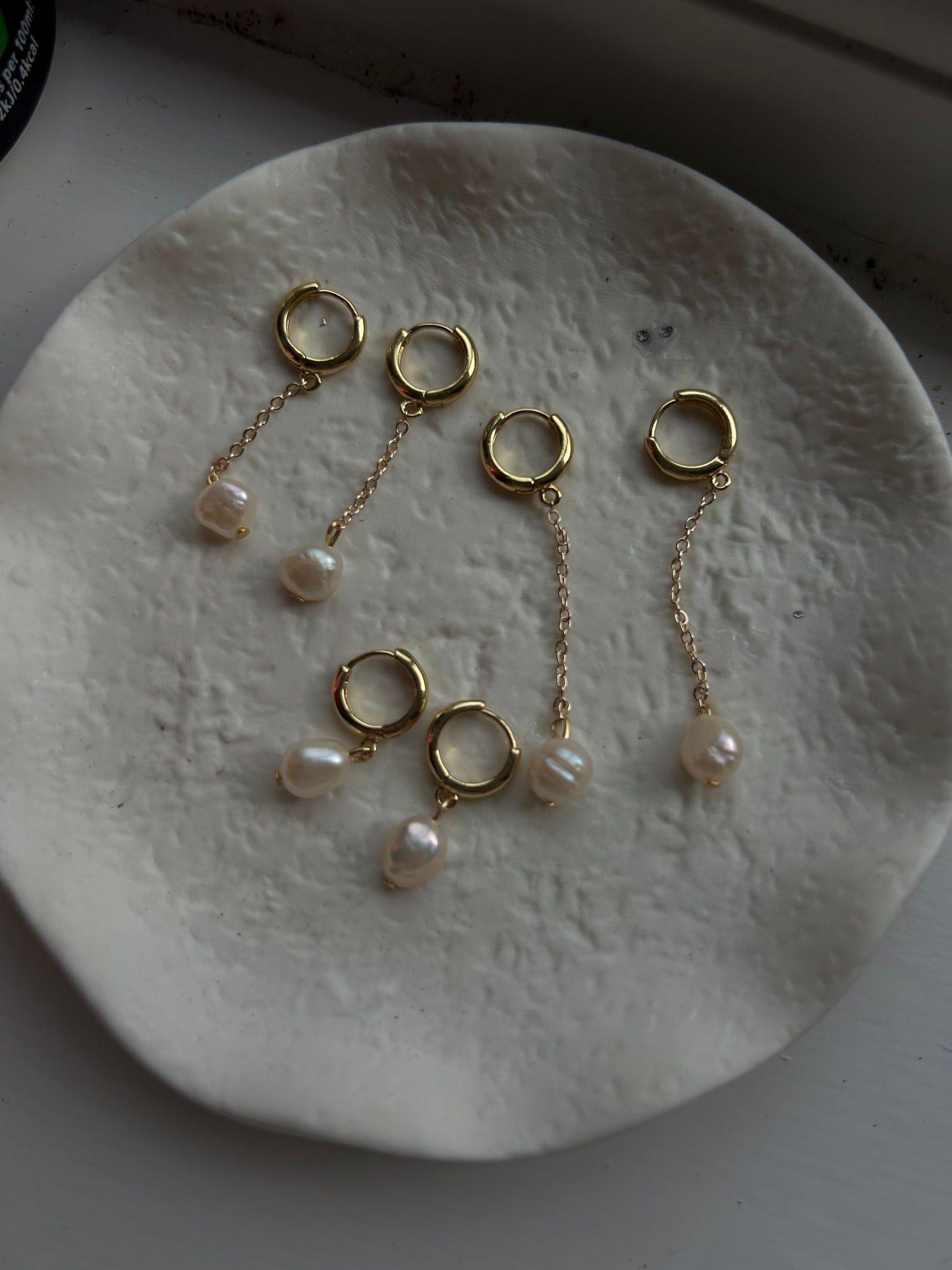 simple dropped pearl hoops