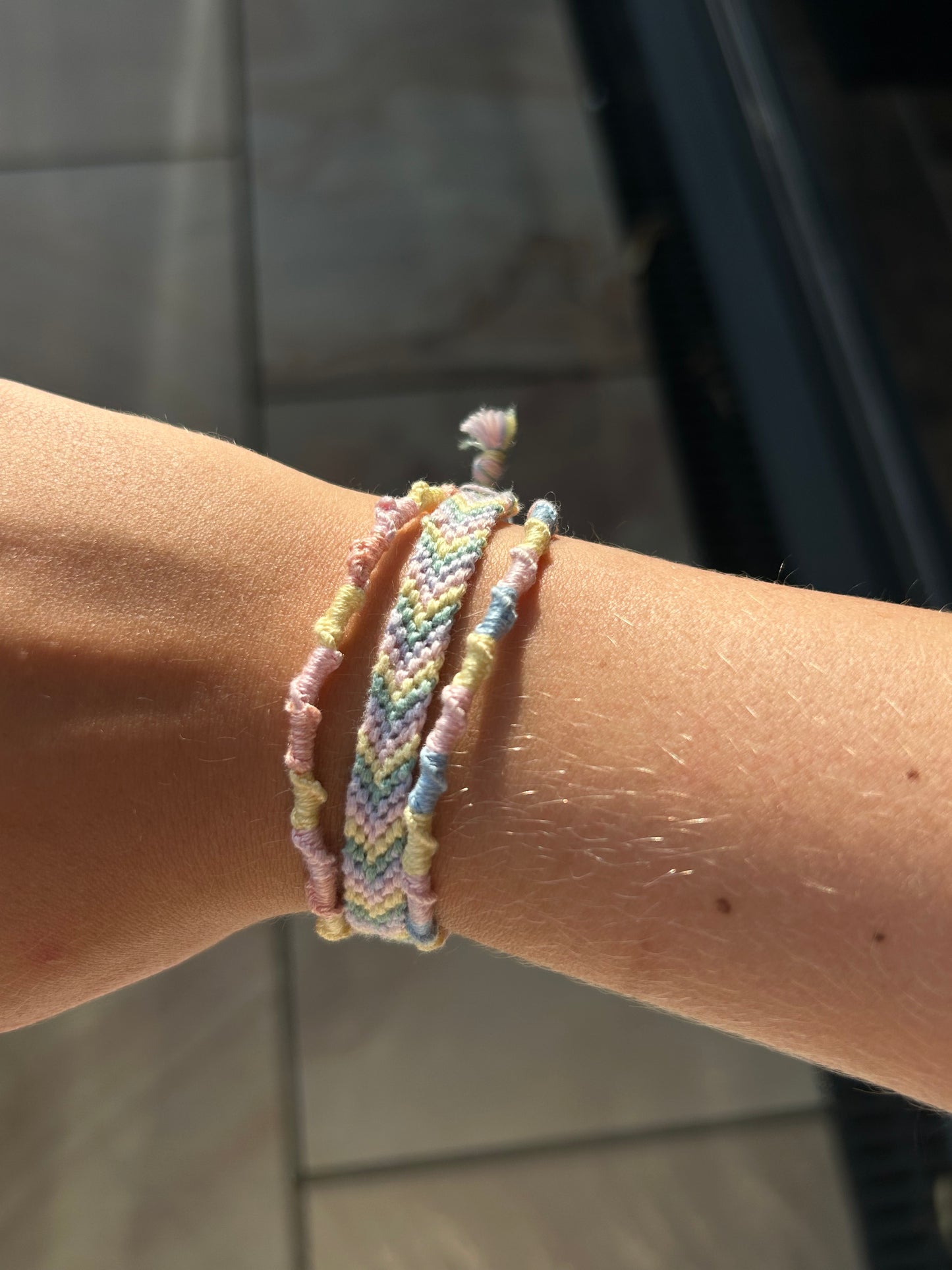 pastel rainbow threaded bracelet