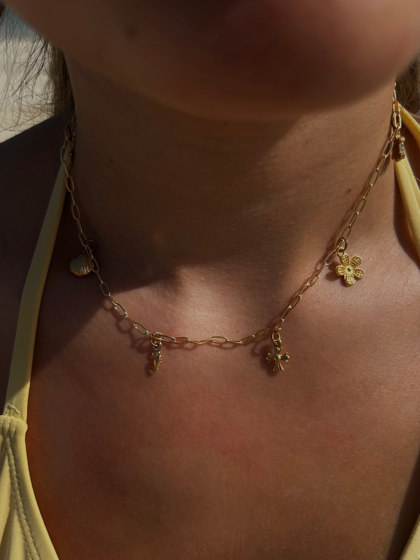 gold chunky charm necklace ✨
