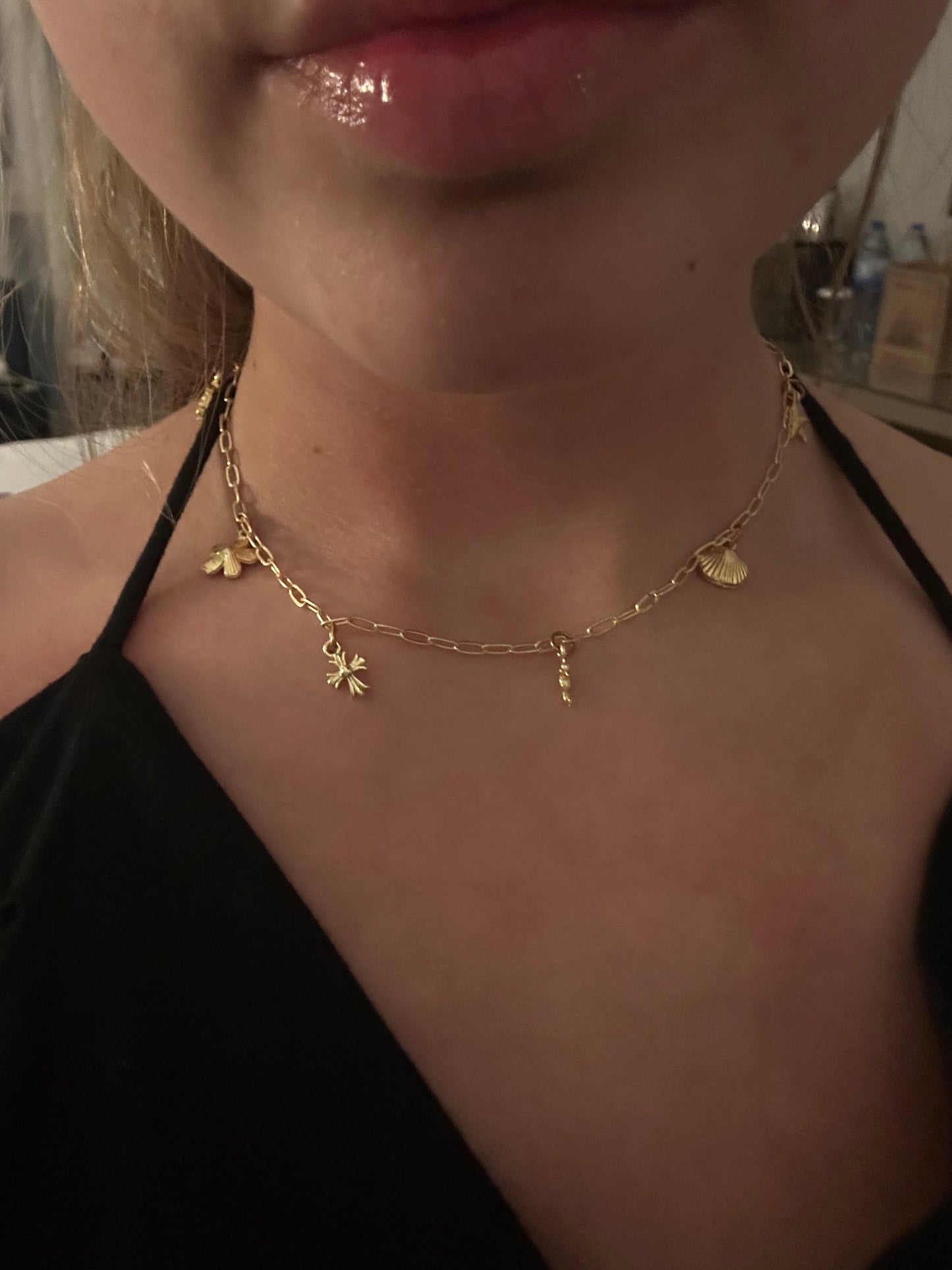 gold chunky charm necklace ✨