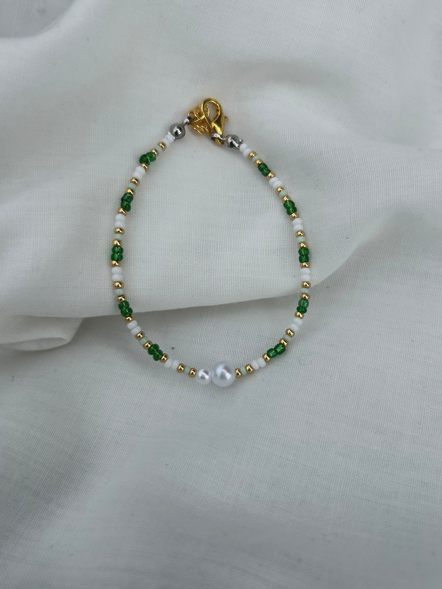 Green and white bracelet
