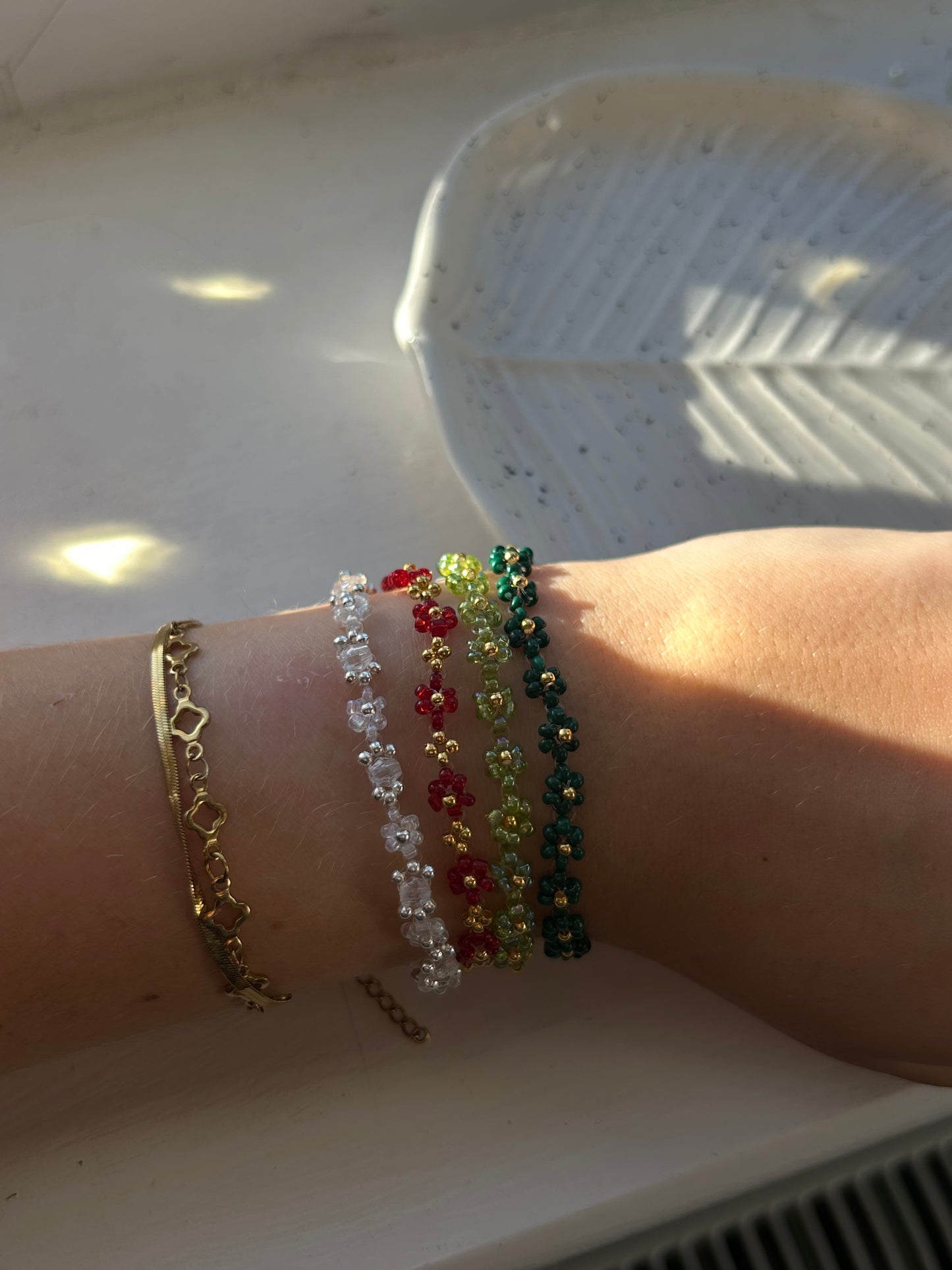 green flower bracelet