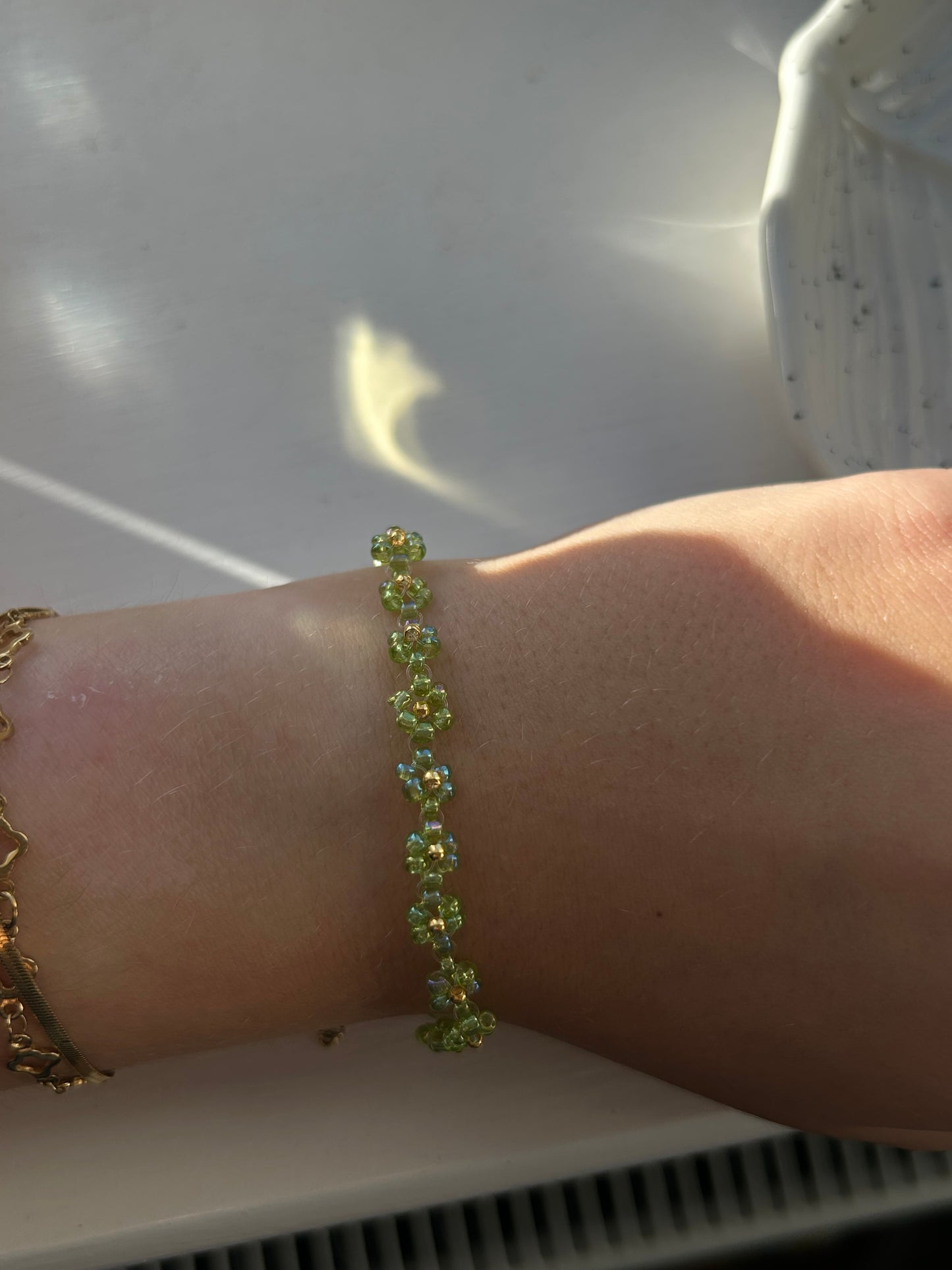 light green flower bracelet