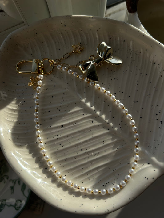 beaded gold key chain