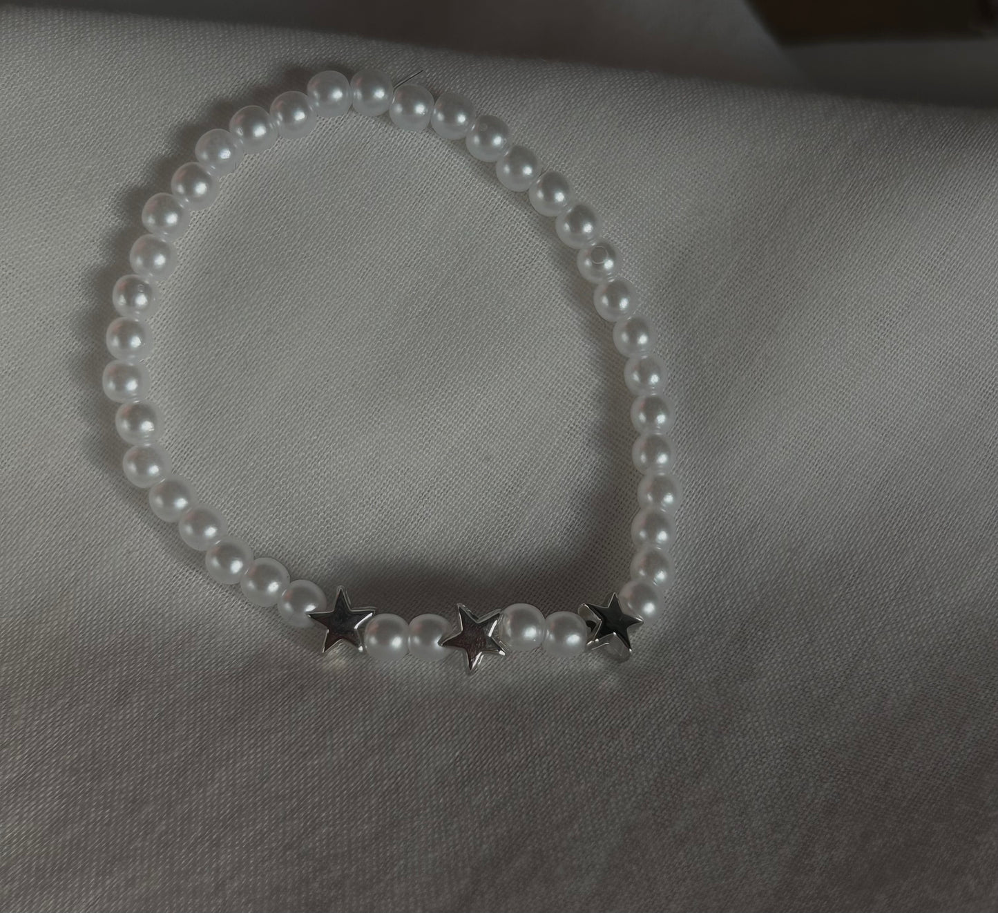 pearl and silver star bracelet 🤍🪩