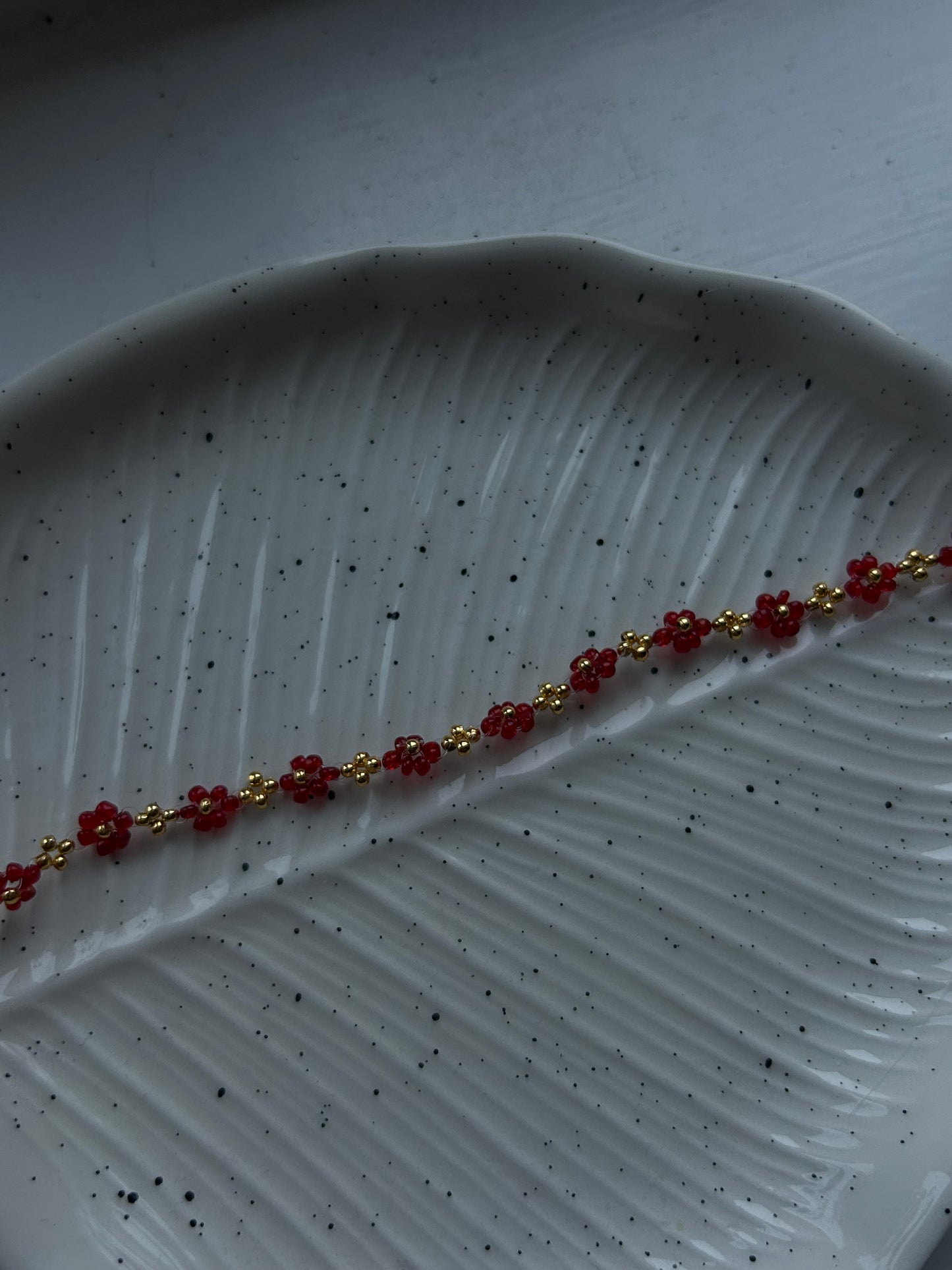 red & gold flower bracelet