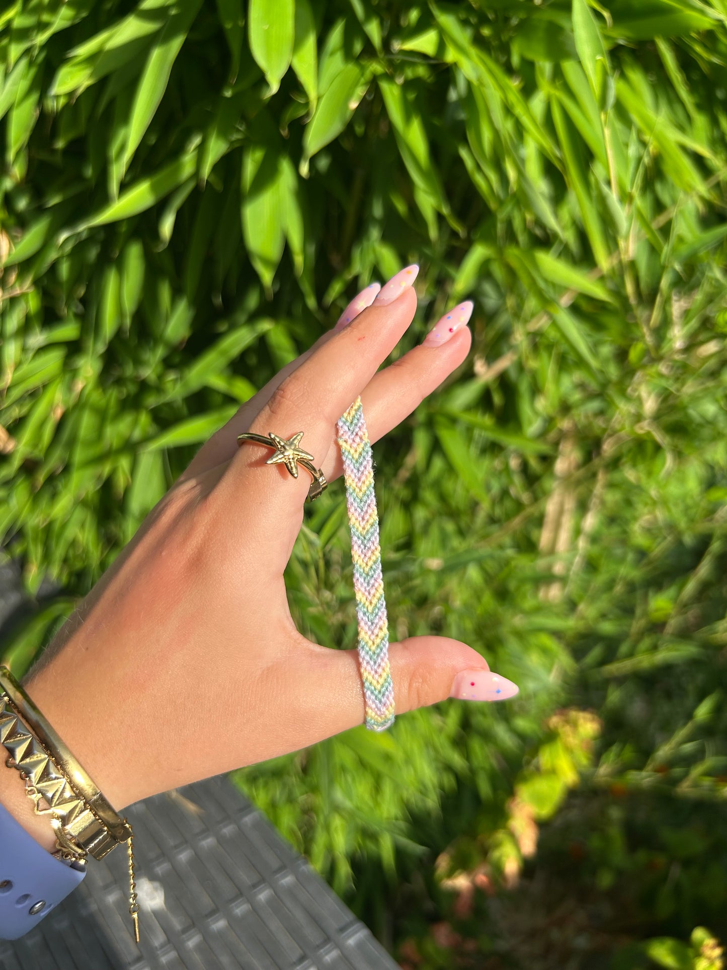 pastel rainbow threaded bracelet