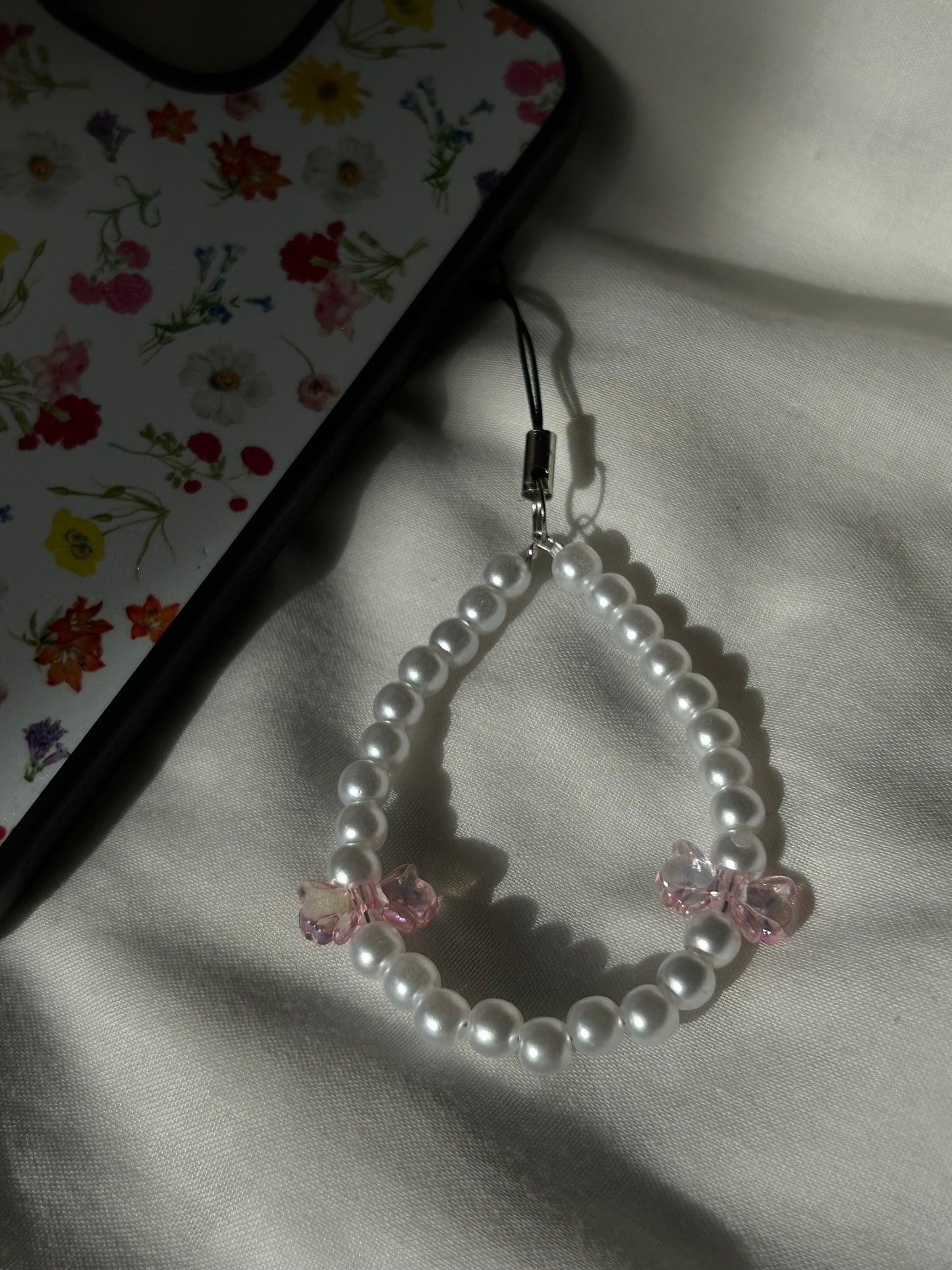 pink bow phone charm