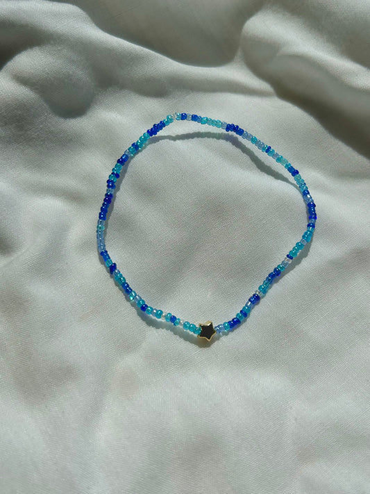 Blue beaded anklet