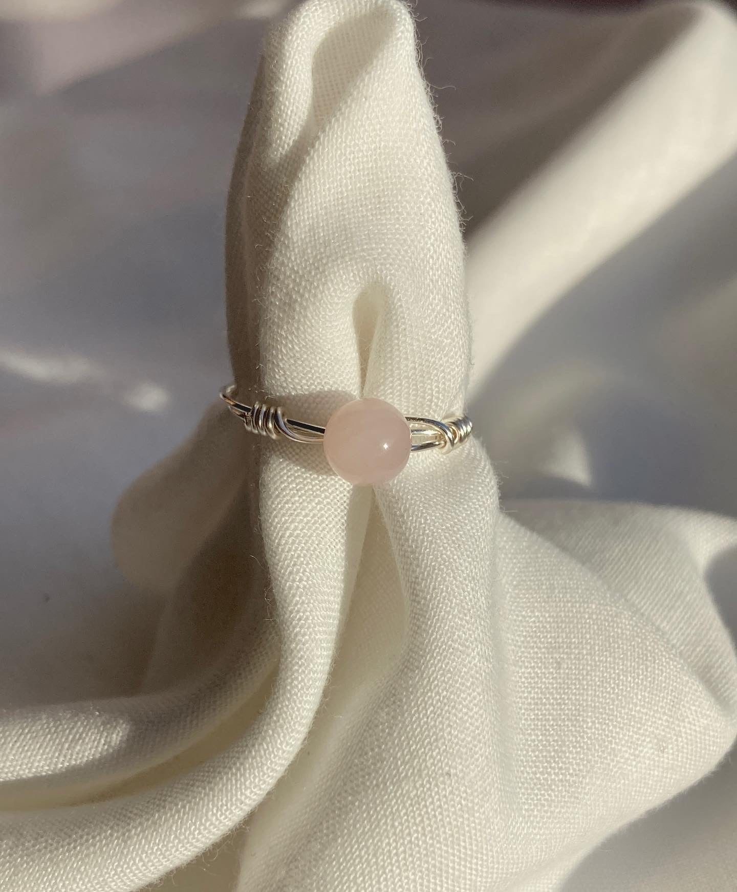 Rose Quartz beaded ring