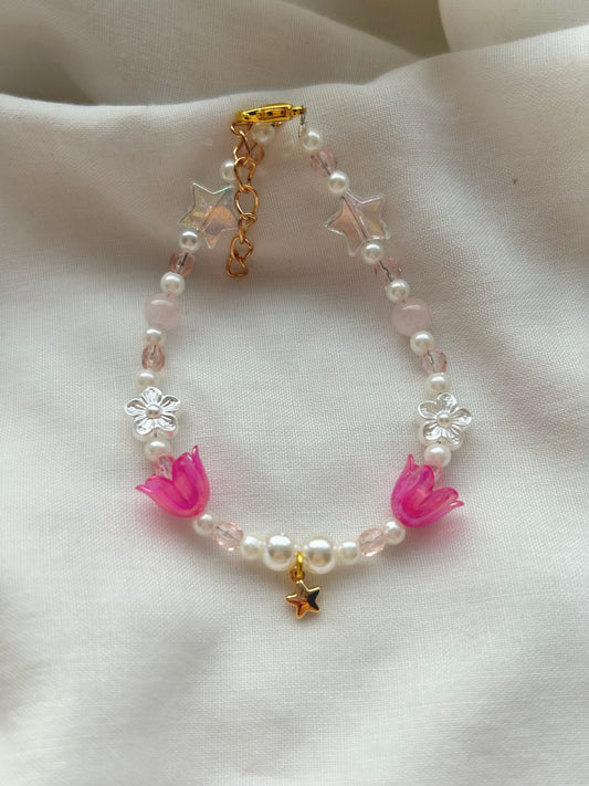 Pink beaded bracelet