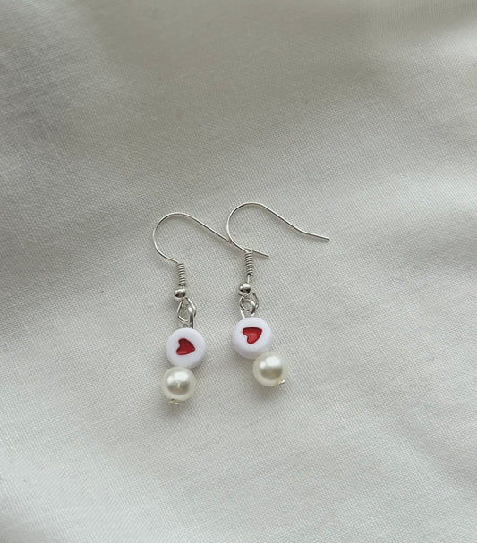 lovers💌pearl and heart earrings