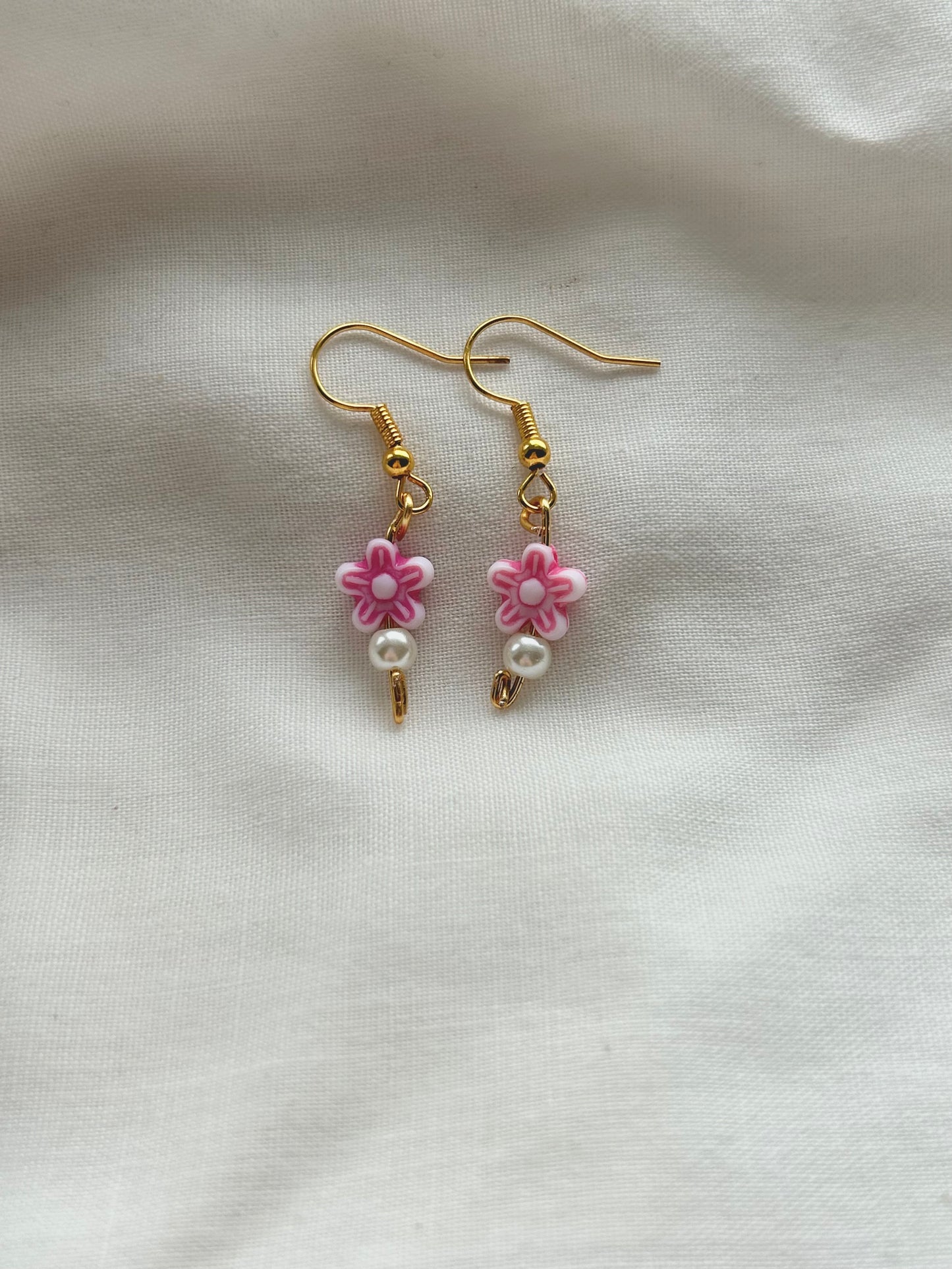 spring💐pearl and flower earrings