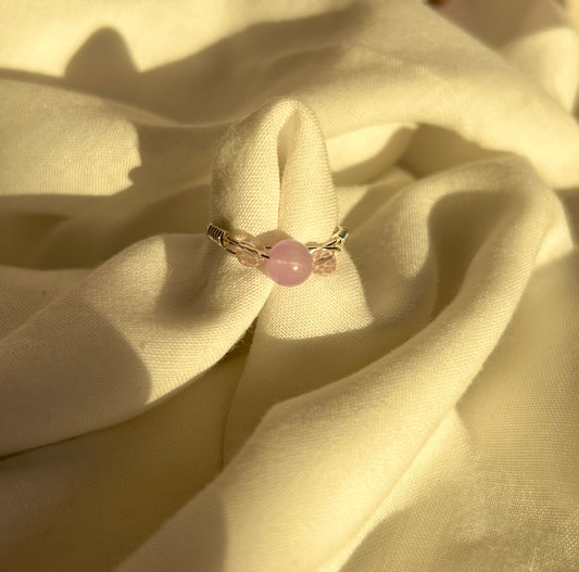 Purple, crystal silver ring