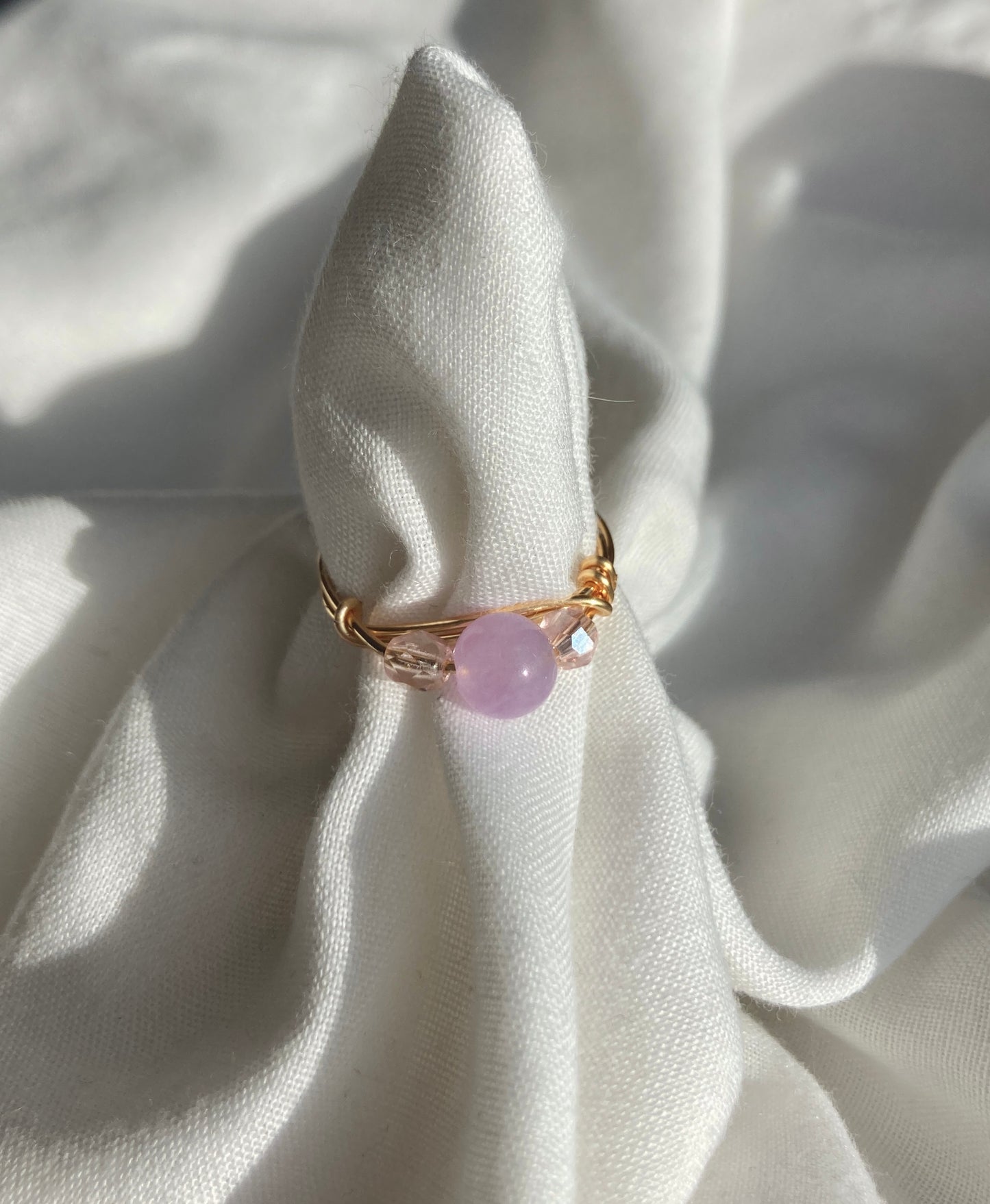 Purple and pink gold ring