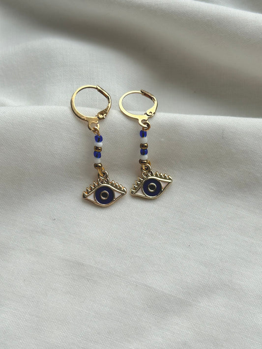 Gold evil eye earrings